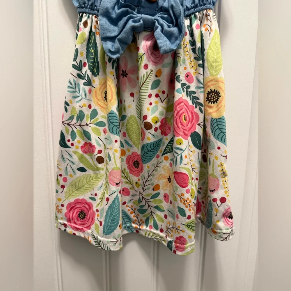 Wellie Kate Denim and Floral Kids Dress